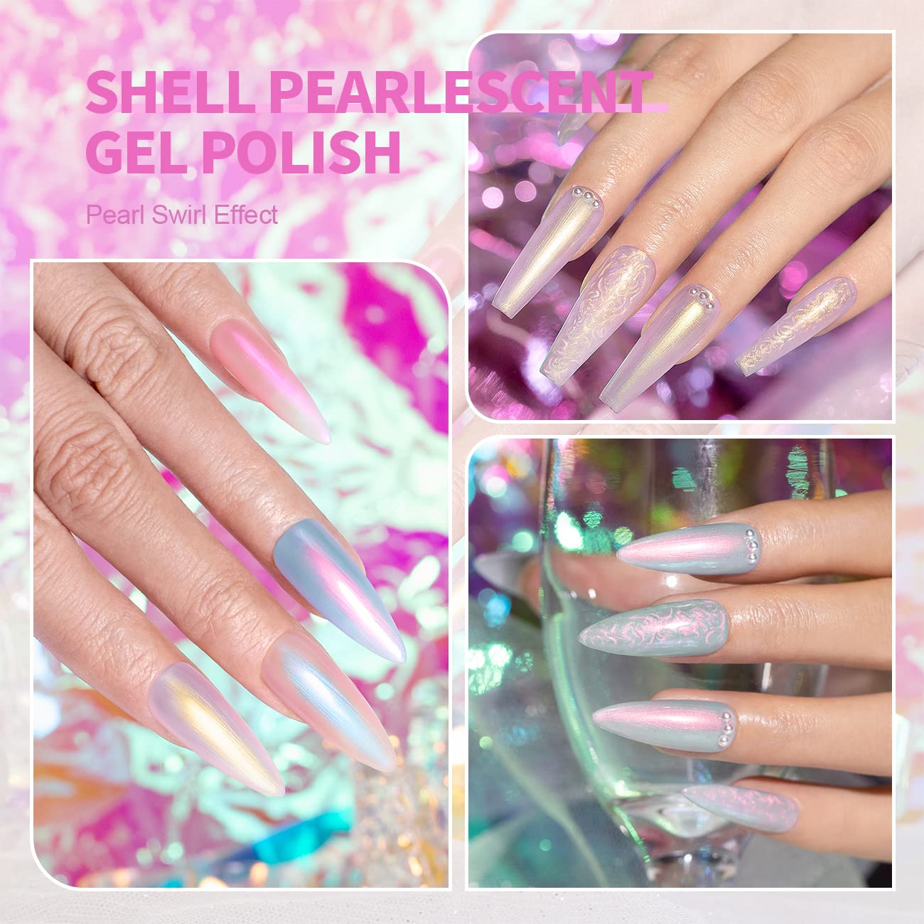 RARJSM Pearl Gel: efecto hilo remolino para uñas con textura