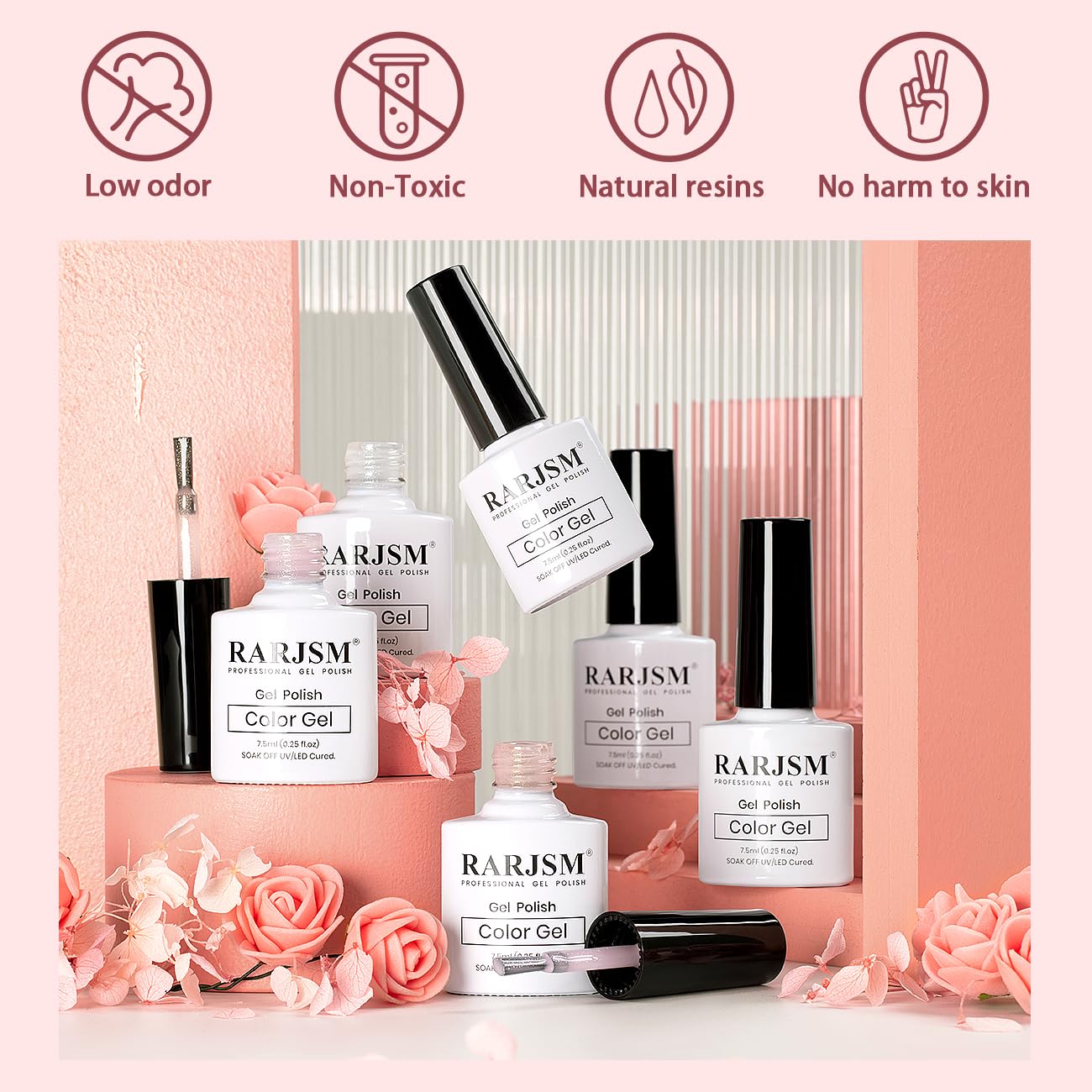 RARJSM Set Esmaltes Gel Nude Brillo 6 Unidades para looks neutros.