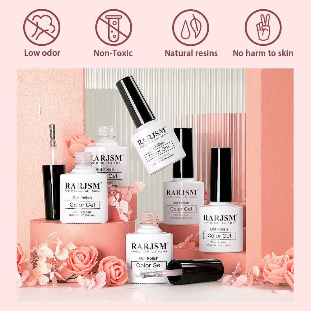 RARJSM Set Esmaltes Gel Nude Brillo 6 Unidades para looks neutros.