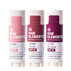 Raw Elements labial tintado, tono rosa para uso al aire libre.