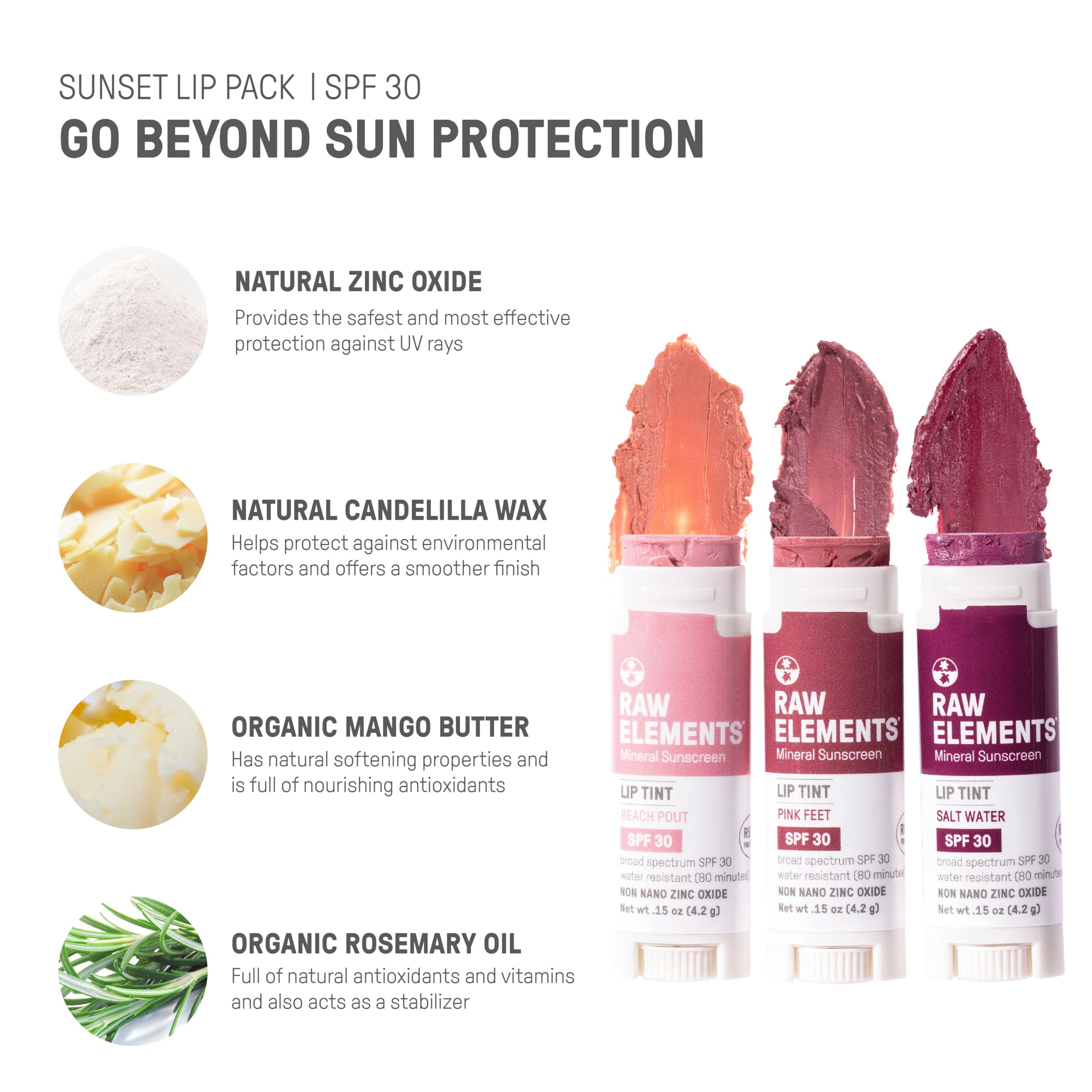 Raw Elements protección UV SPF30 para labios.
