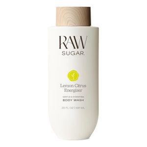 RAW SUGAR Energizer Limón Cítrico, botella visible para una ducha refrescante