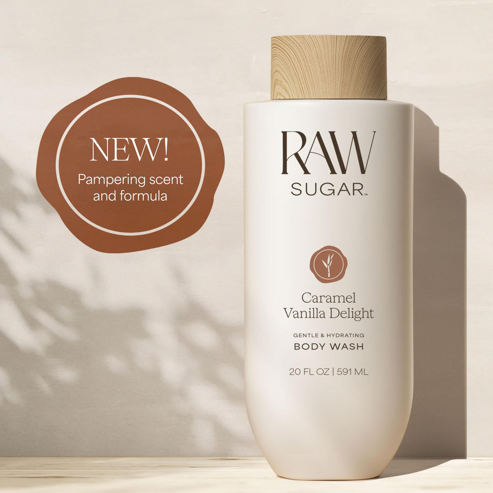 RAW SUGAR gel de ducha, vertido, mejora la rutina con aroma cálido.