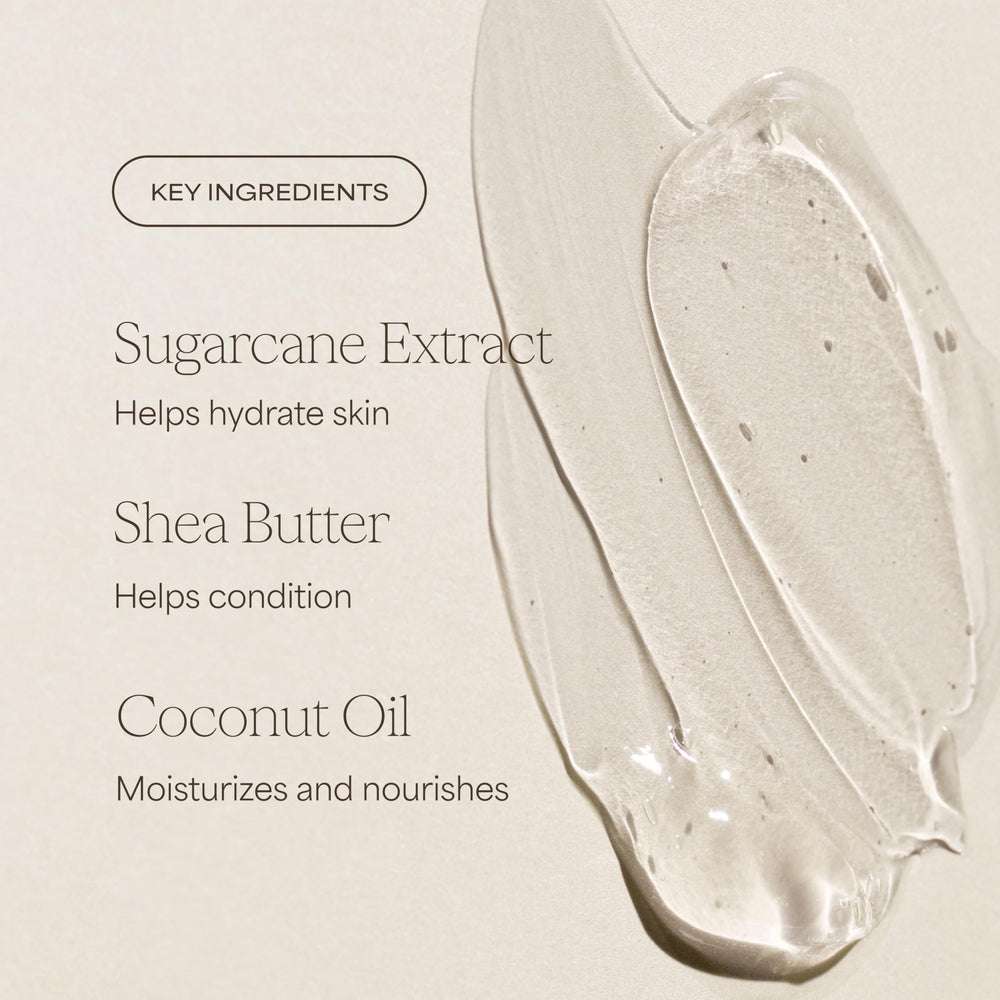 RAW SUGAR gel de ducha, etiqueta elegante, marca reconocible en el baño.