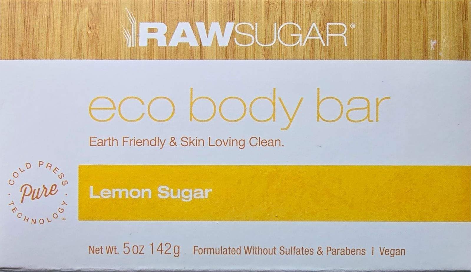 Barra corporal RawSugar con aroma a limón y azúcar y nódulos para un lavado suave y masaje suave.