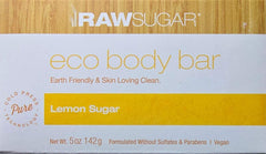 Barra corporal RawSugar con aroma a limón y azúcar y nódulos para un lavado suave y masaje suave.