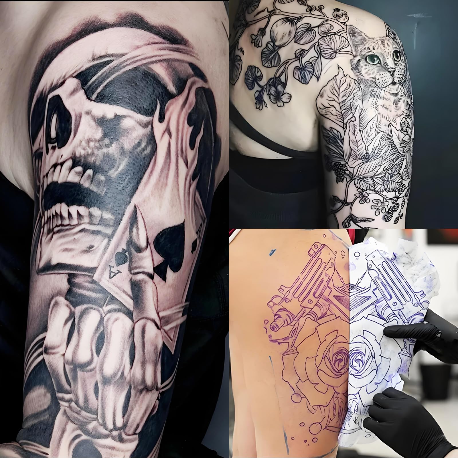 Dibujo transferido en la piel con Rayyl, contornos nítidos.