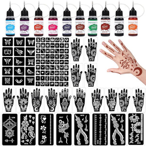 RAZET kit tatuaje temporal: tintas de 10 colores para diseños vibrantes.