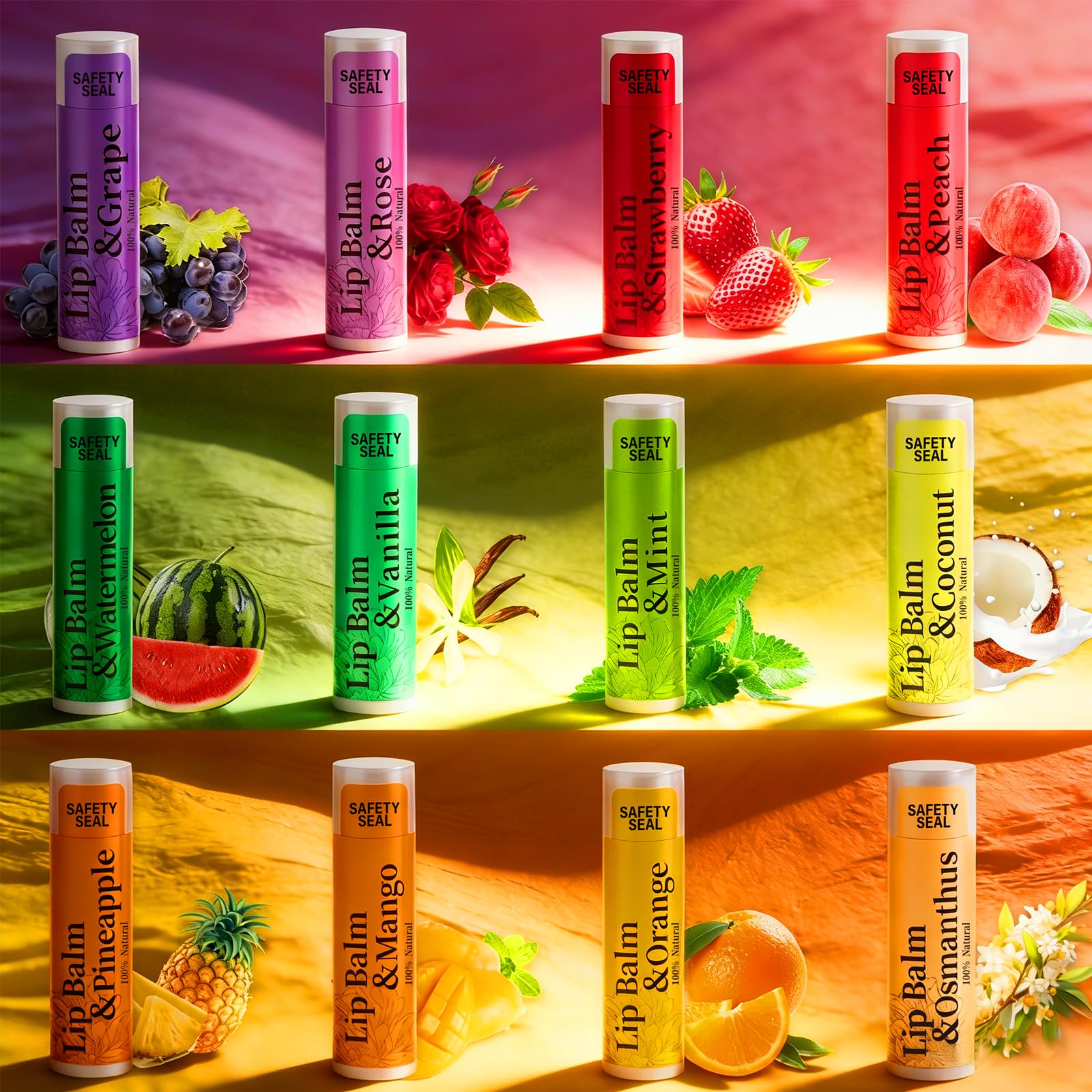 RBUGR bálsamo labial 12 sabores fruta para uso diario