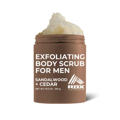 RBX exfoliante corporal para hombre, bote con sal marina y cedro para exfoliar suavemente