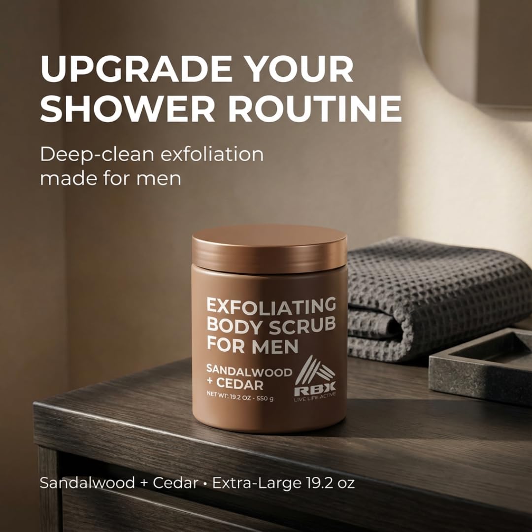 RBX exfoliante corporal para hombre, contenedor de 19oz, ideal para viaje