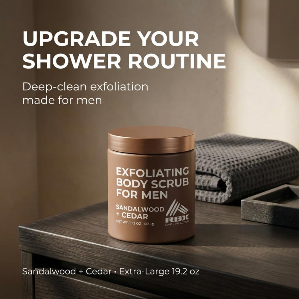 RBX exfoliante corporal para hombre, contenedor de 19oz, ideal para viaje