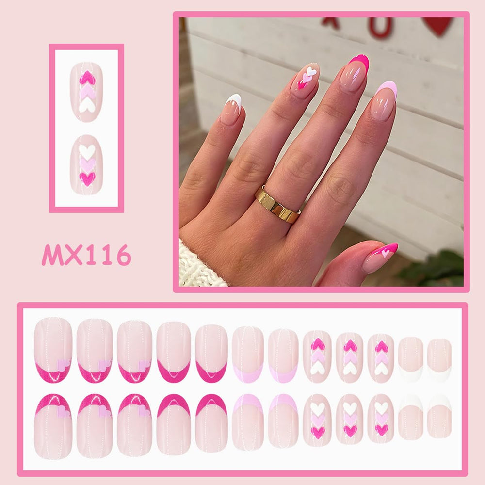 Rdntbeu uñas con corazones, diseño romántico para ocasiones especiales.