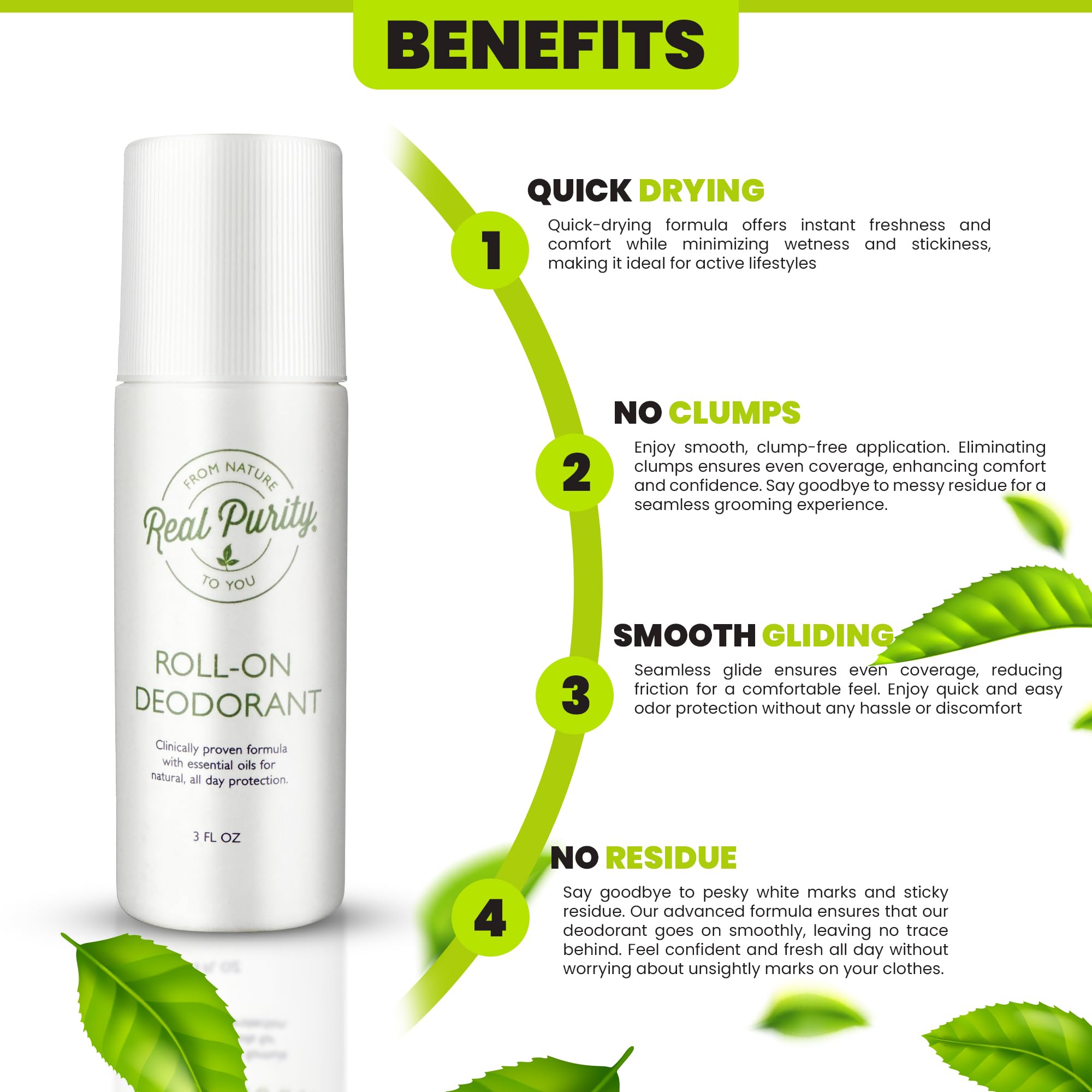 Real Purity Desodorante Rodillo: aplicación suave y secado rápido