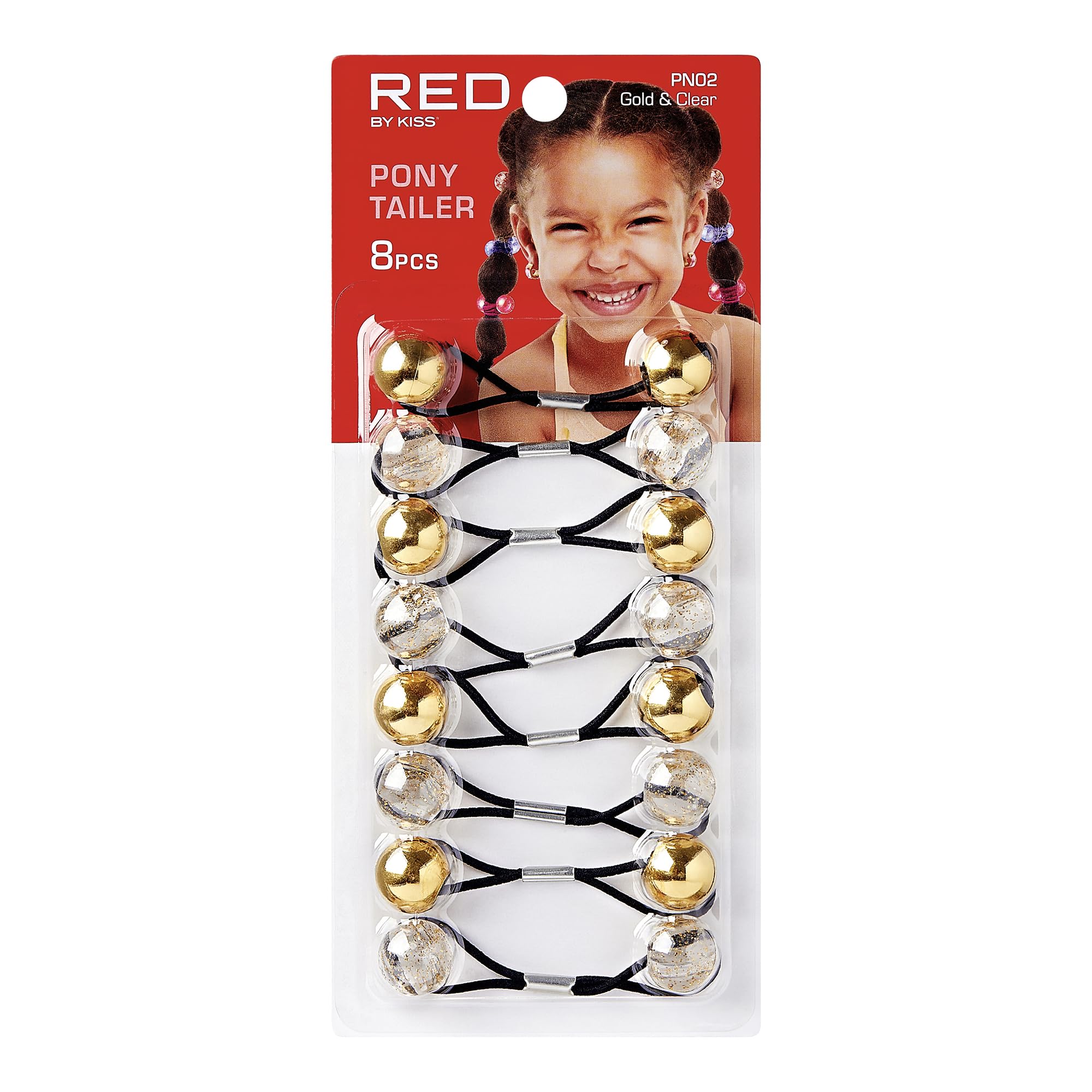 Elástico RED de Kiss con bolas 16 mm multicolor, perfecto para peinados divertidos.