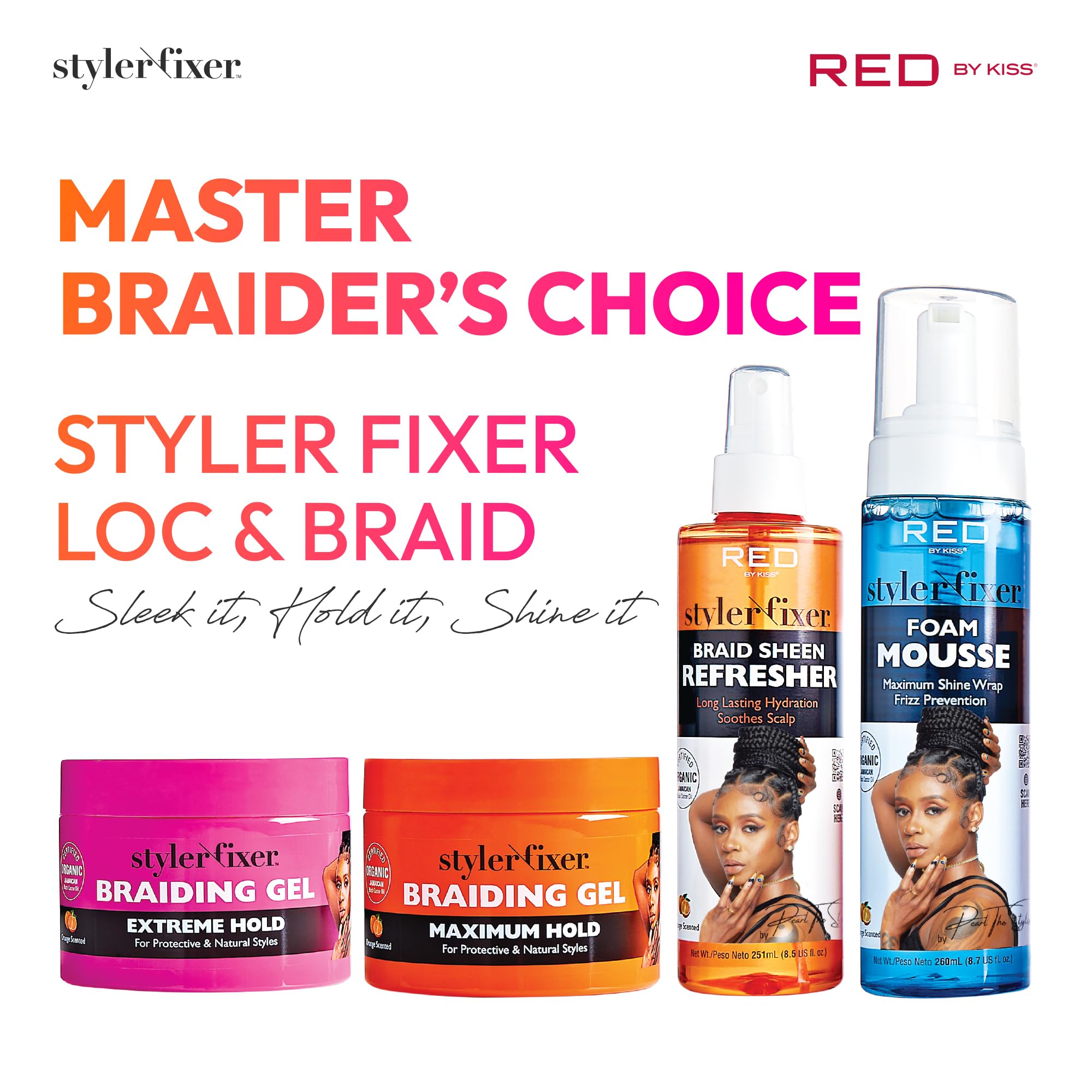 Red by Kiss Mousse fijador para trenzas, aporta humedad