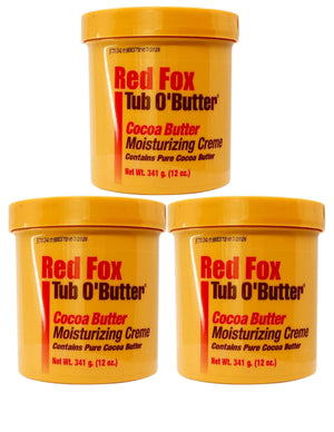 Red Fox Tub O'Butter crema hidratante de manteca de cacao, textura cremosa.
