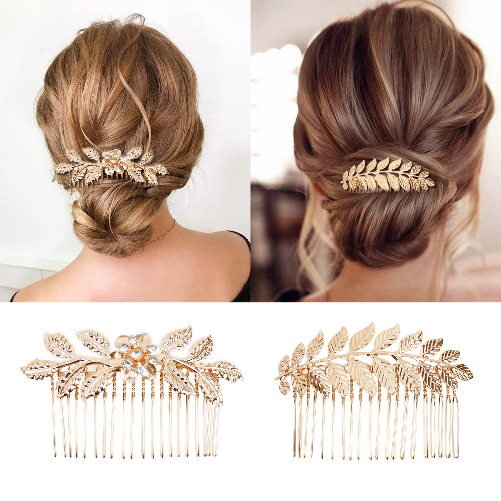 Pinzas hoja dorada Redanha, perfecto para novias y looks formales.