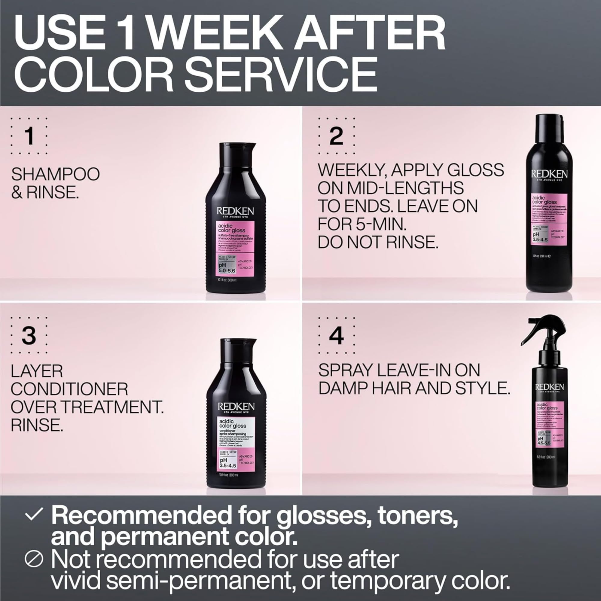 Redken Acidic Color Gloss Prolonga el color con brillo duradero.