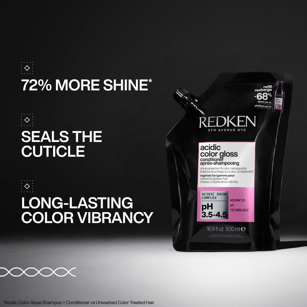 Redken Acondicionador Brillo de Color Ácido aplicado sobre cabello teñido.