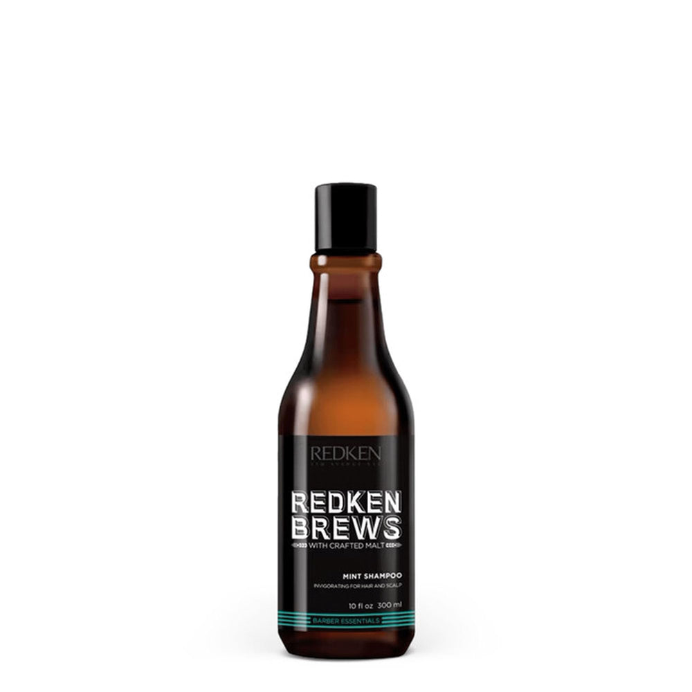 Redken Brews champú de menta: botella frontal, sensación fresca para la ducha.