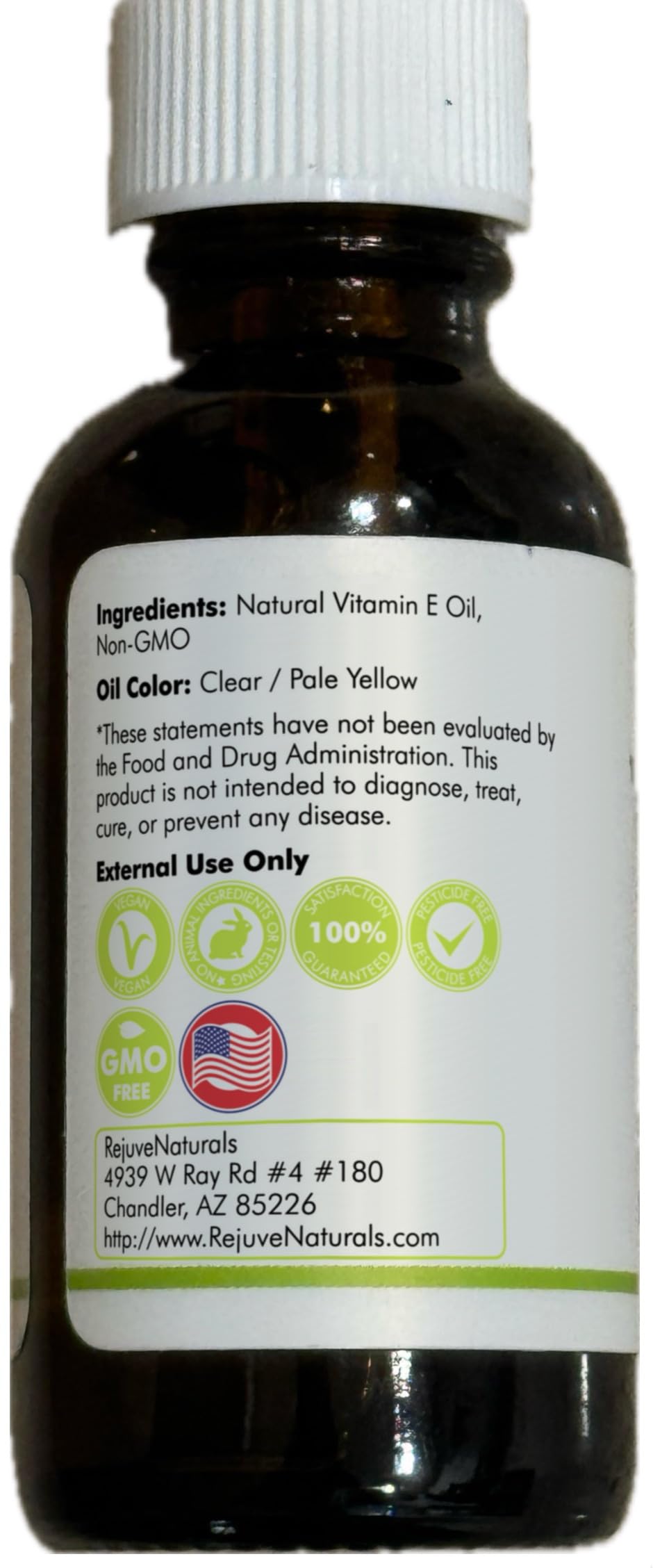 RejuveNaturals Aceite Vitamina E, antioxidante suave para elasticidad.