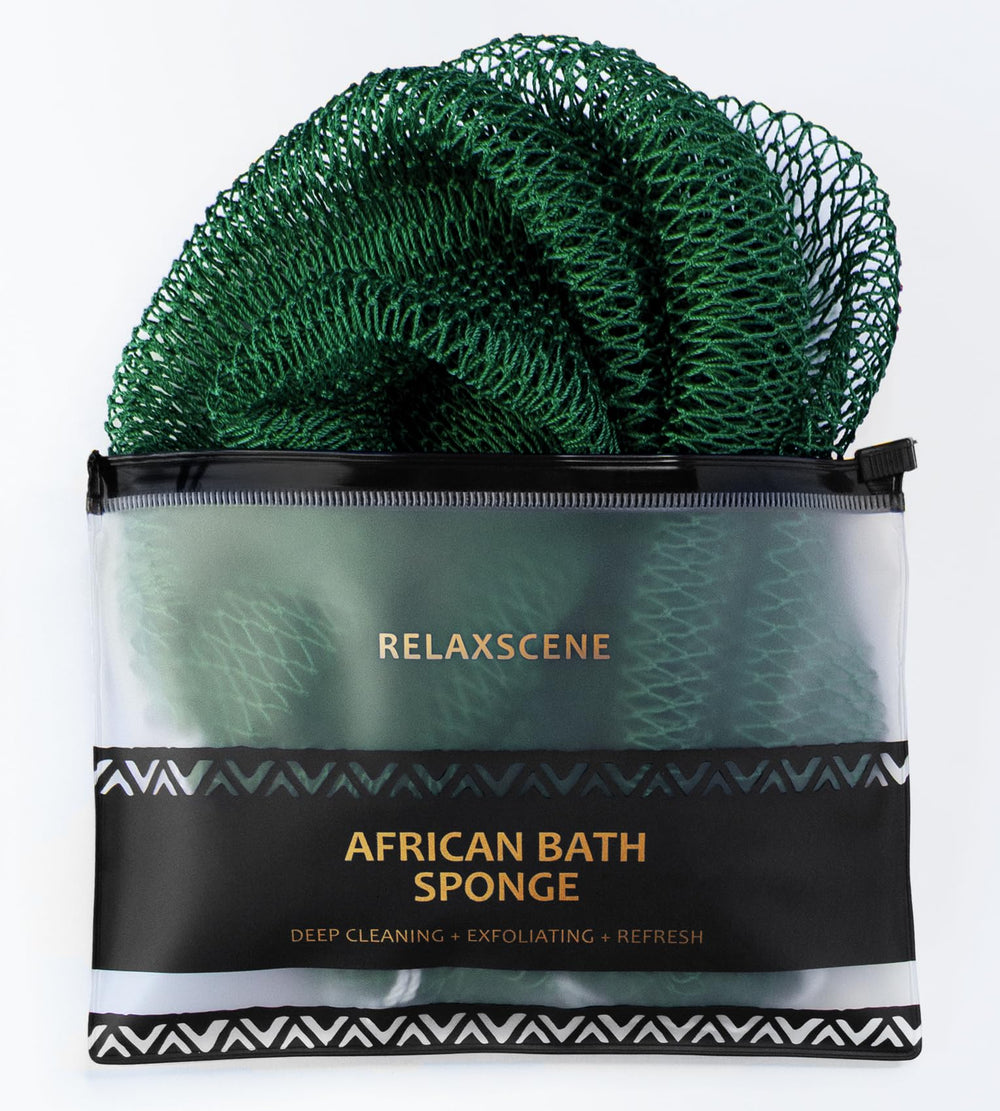 RelaxScene esponja de red africana para la espalda, exfolia suave y limpia