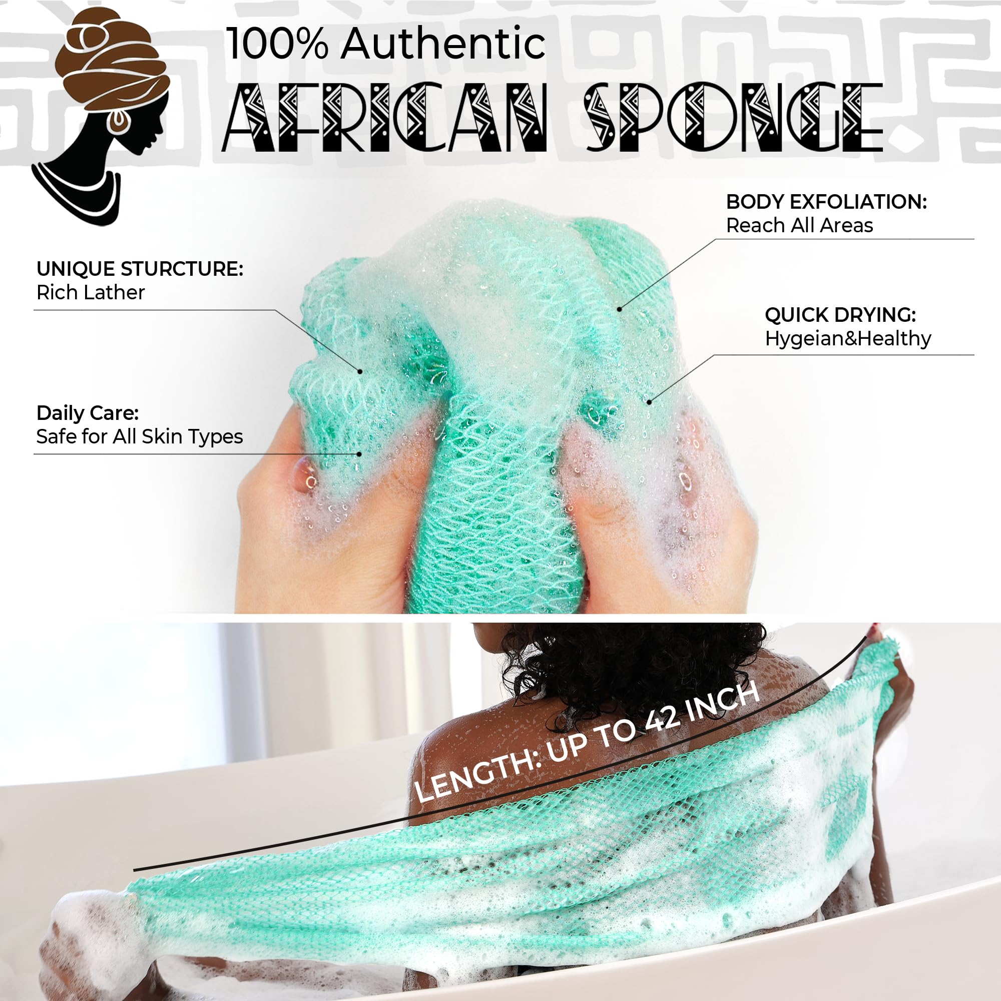RelaxScene esponja de red africana con nudos para agarre cómodo
