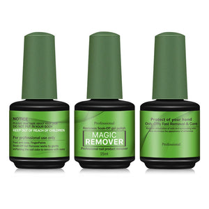 Remover Esmalte Gel: empaque de 3x15 ml listo para uso doméstico.