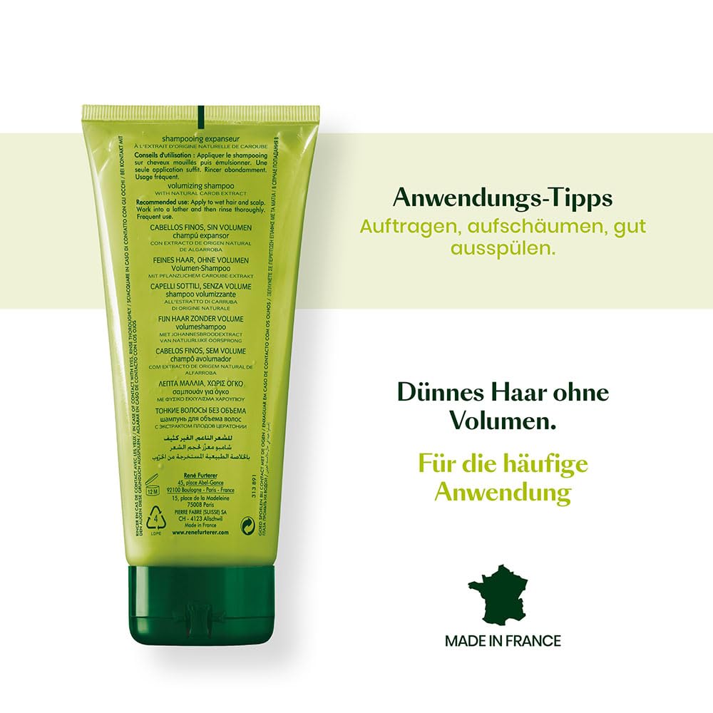 René Furterer VOLUMEA: cabello tras lavado, desenredo suave y cuerpo.