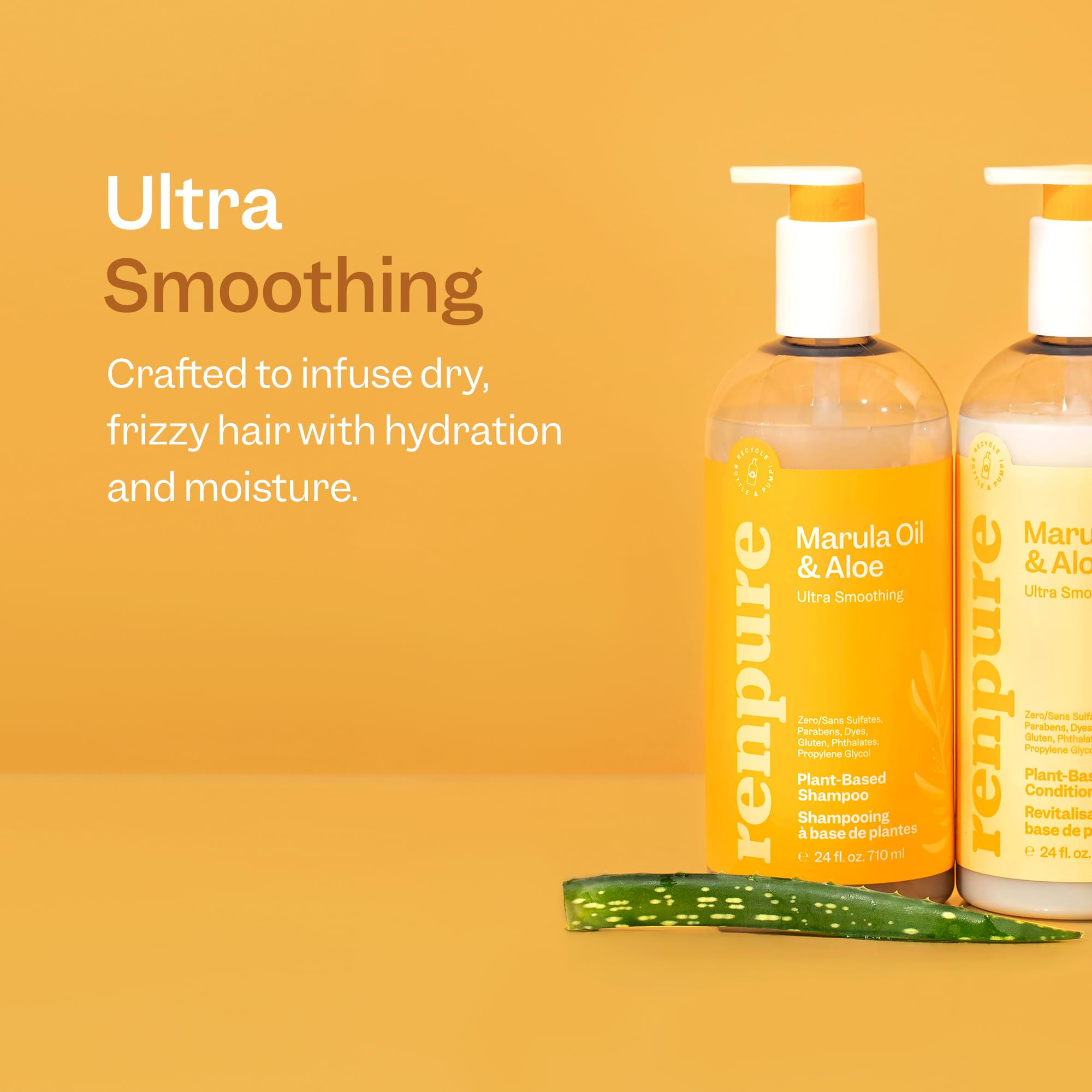Renpure Marula Oil Aloe, imagen de ingredientes marula y aloe para hidratación.