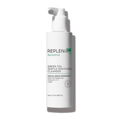 Limpieza suave de Replenix Té Verde en botella, ideal para piel sensible.
