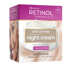 Retinol LIVAURA crema de noche en frasco, textura suave para hidratación