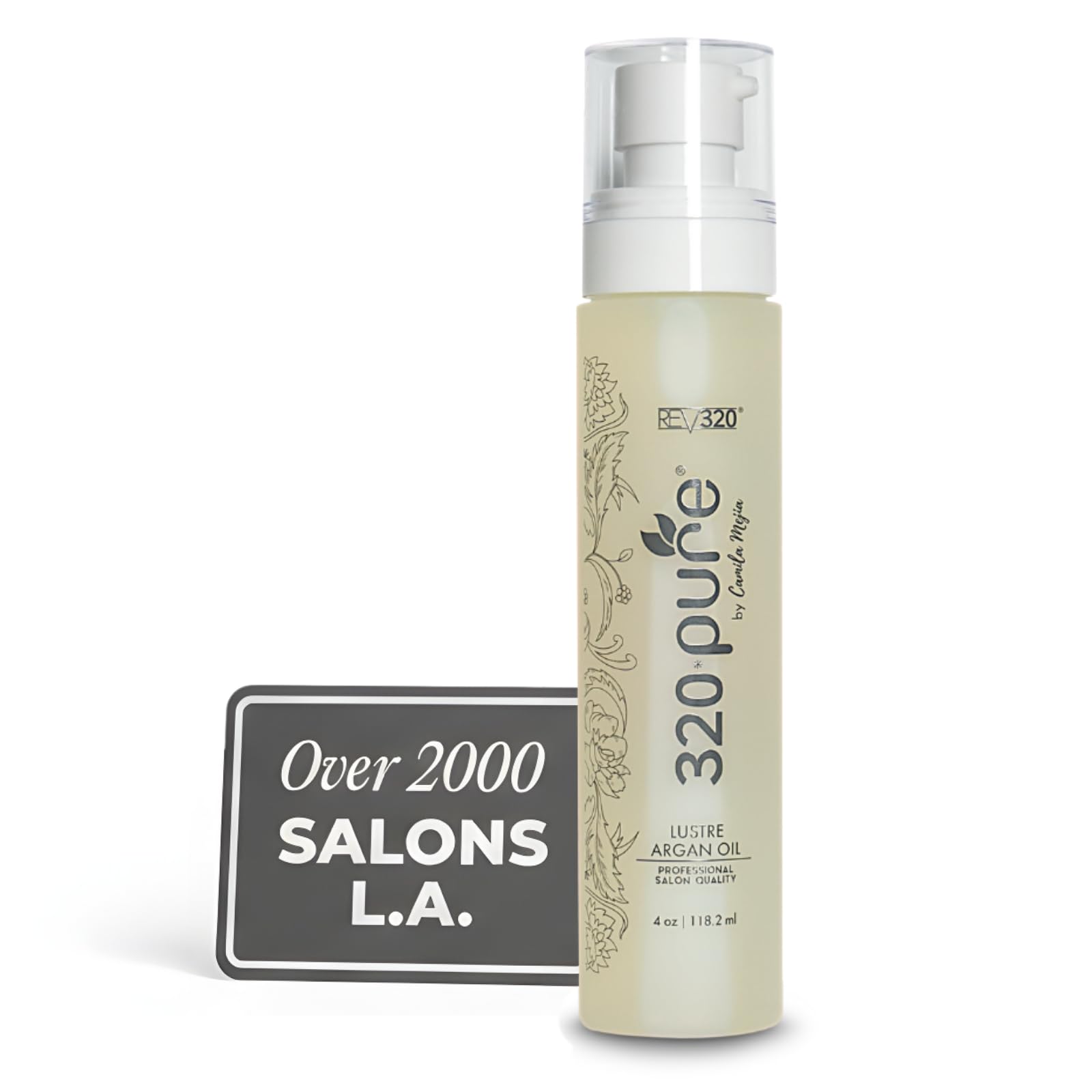 Rev320 320Pure Lustre Aceite de Argán en botella con pump para uso limpio y rápido.
