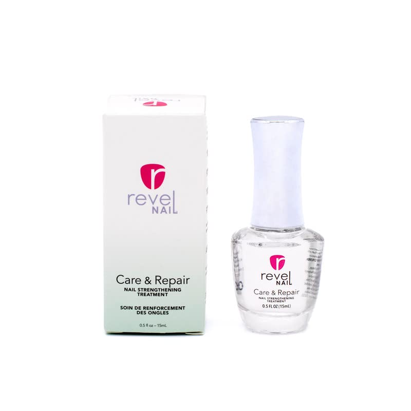 Revel Nail Care & Repair: fórmula condicionante con vitamina E para uñas cuidadas.