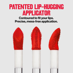 Revlon muestra tono 016 en barra labios, pigmento vibrante.