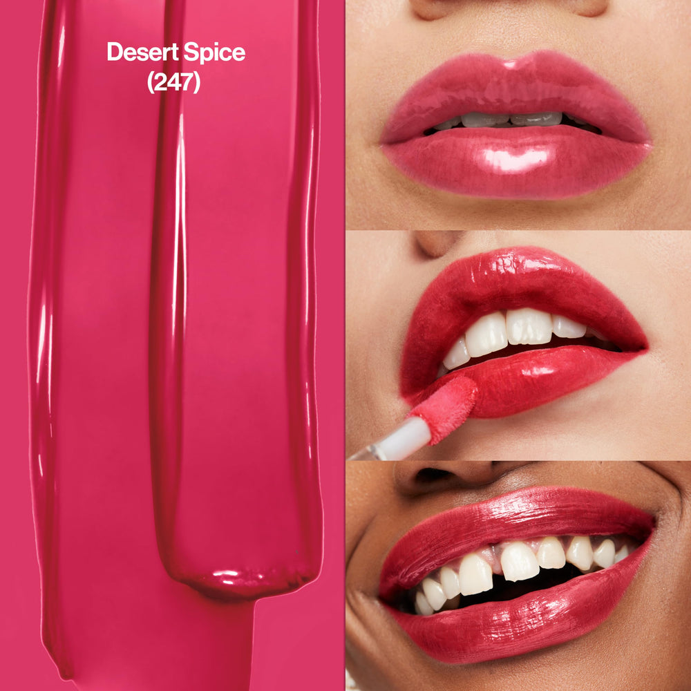 REVLON brillo labial con acabado sedoso para un look deslumbrante.