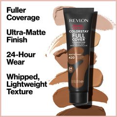 Textura mousse ligera de Revlon ColorStay Full Cover para un acabado mate suave.