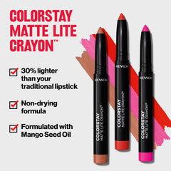 REVLON ColorStay Matte Lite Crayon: tacto ligero para labios cómodos todo el día