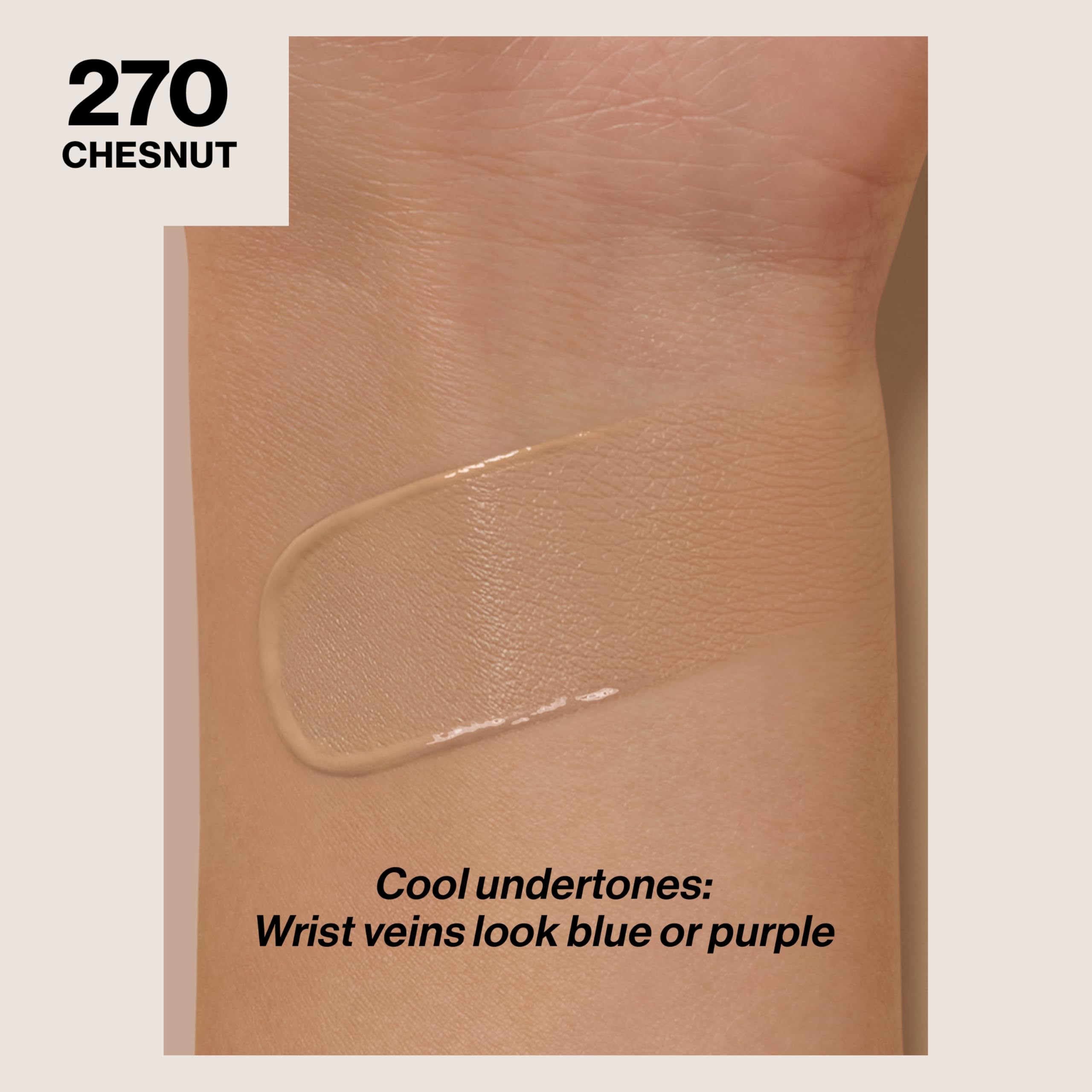 REVLON ColorStay tono Chestnut 270: muestra para pieles medias con cobertura natural.