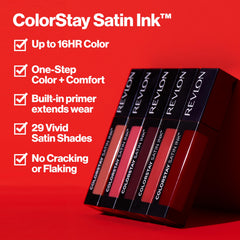 Pigmento alto de REVLON ColorStay Satin Ink para colores vivos.