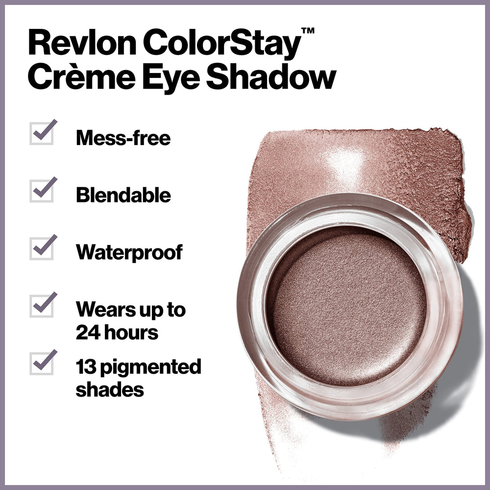 REVLON ColorStay acabado shimmer para brillo sutil en párpado.