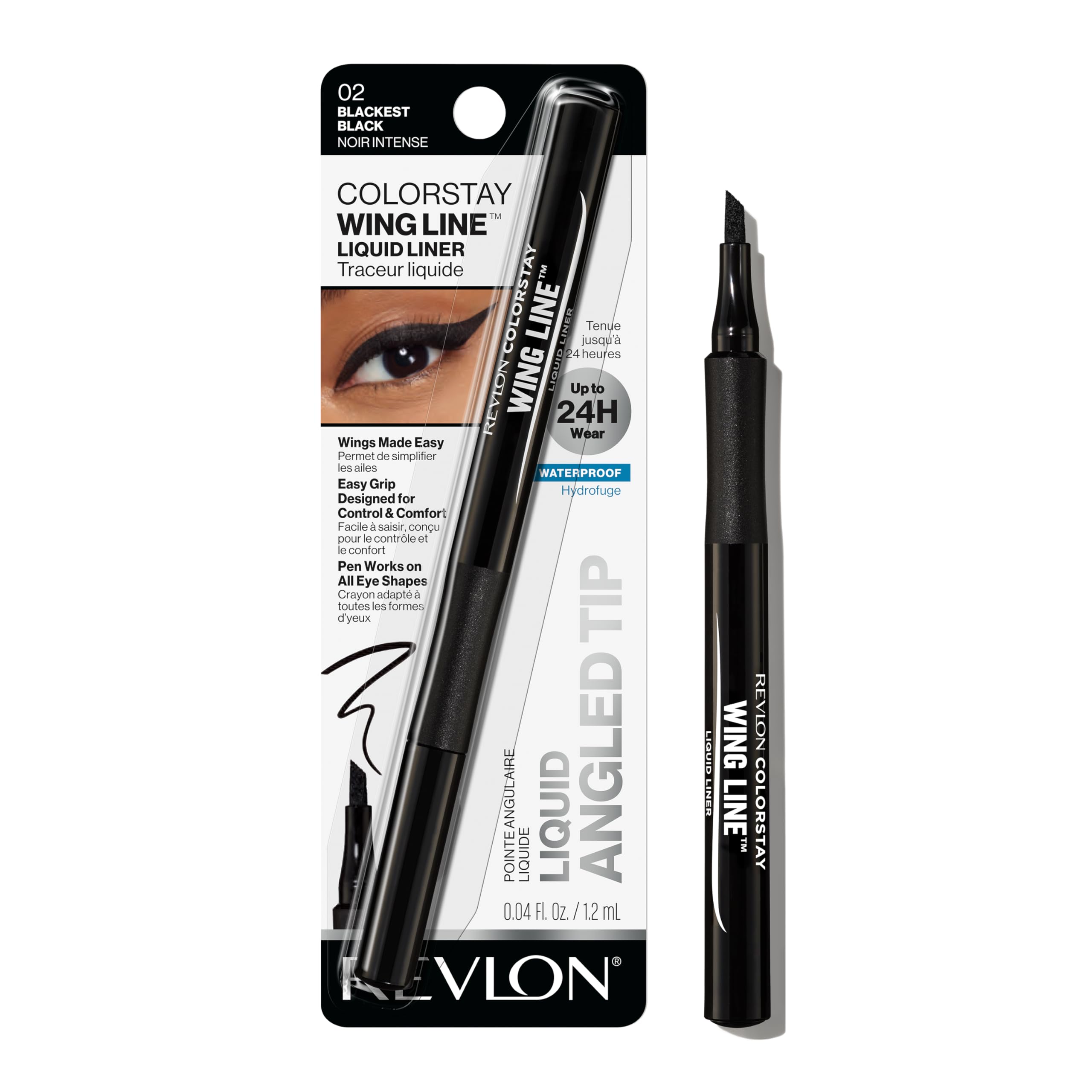 Delineador líquido Revlon con aplicador inclinado para un delineado preciso.