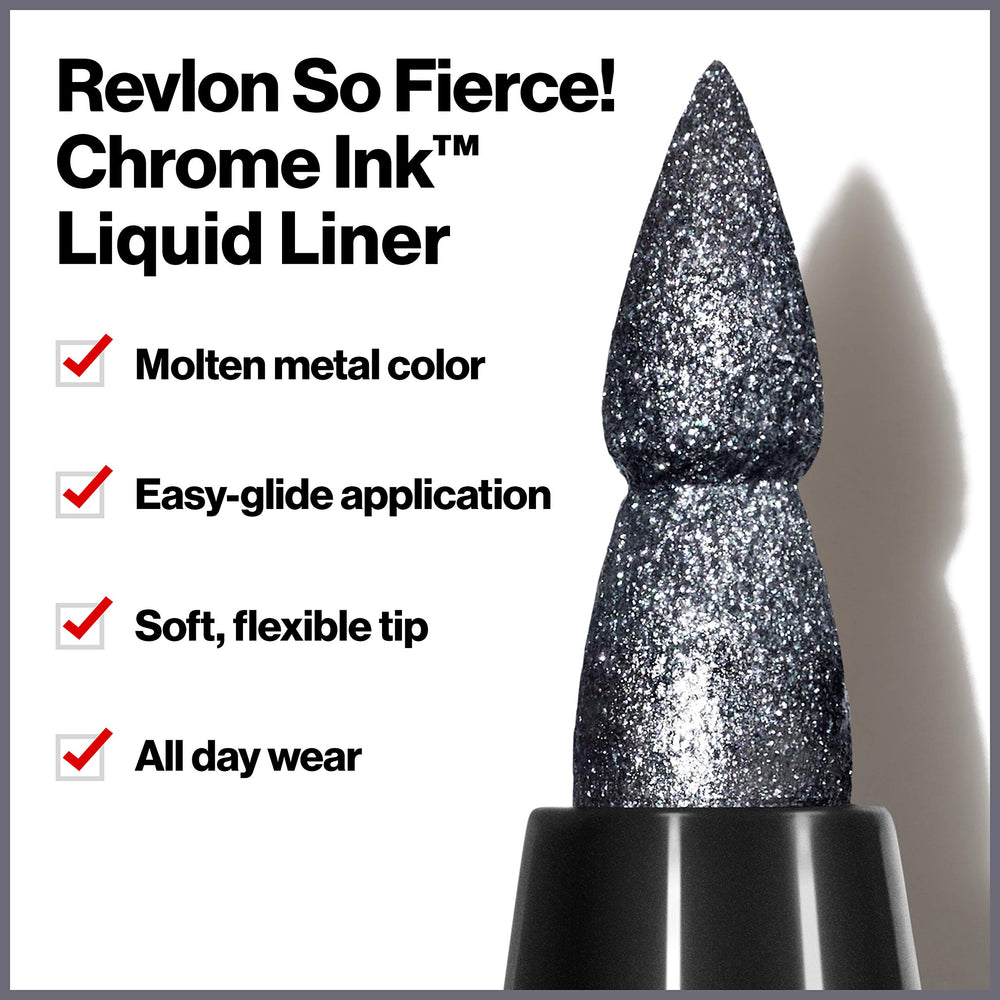 REVLON delineador metálico con tapa sumergible que mantiene pigmento intenso.