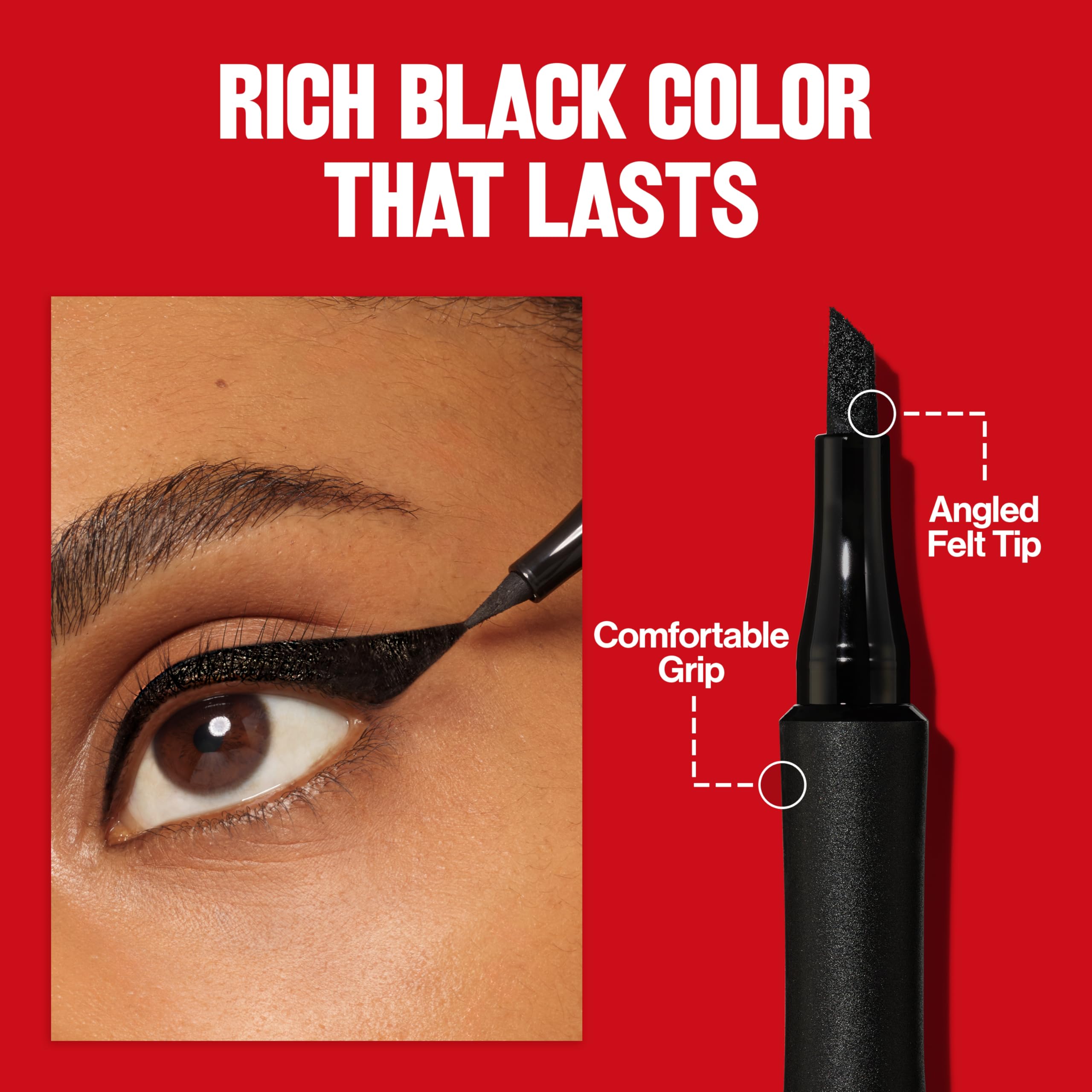 Delineador líquido Revlon con punta angulada para líneas definidas.