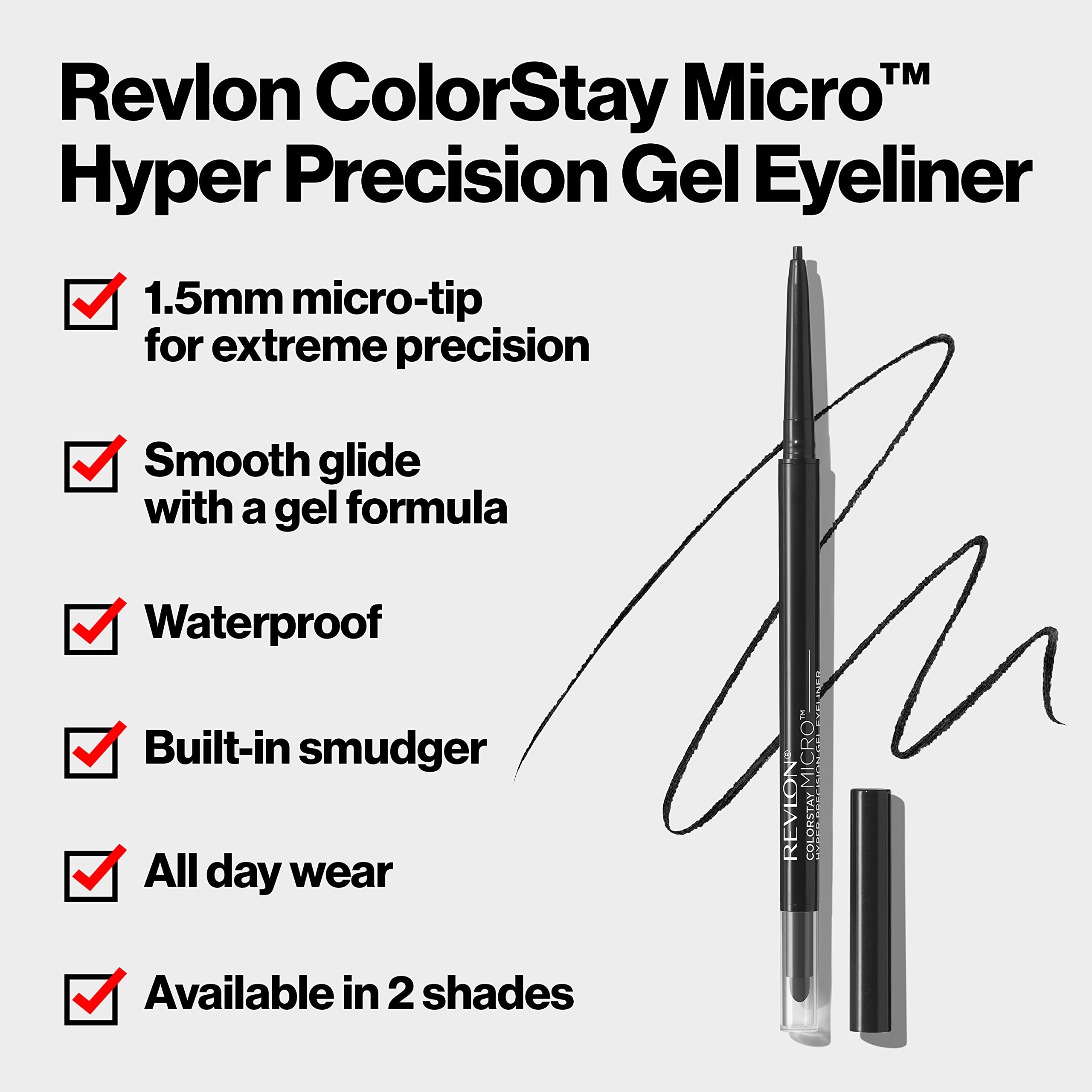 REVLON Gel Eyeliner delineado preciso para definición limpia.