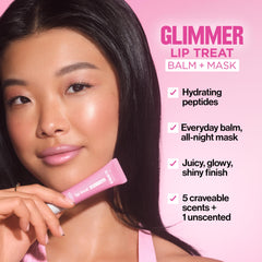 Revlon Glimmer Lip Treat Balm + Mask cuida la barrera de humedad de los labios.