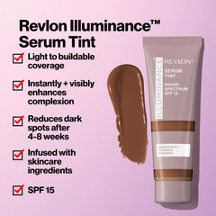 REVLON Illuminance Serum Tinte, textura satinada para un brillo suave.
