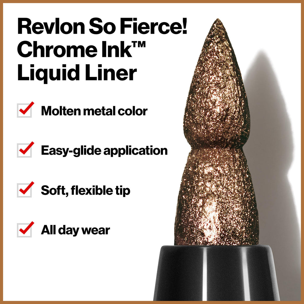 REVLON So Fierce Chrome Ink, punta precisa para delineados nítidos y consistentes.
