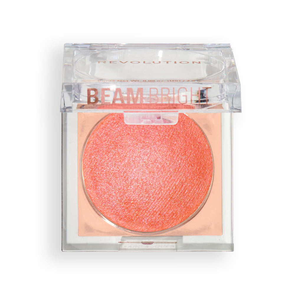 Revolution Beauty London Beam Bright Blush, acabado luminoso para un look fresco y natural.